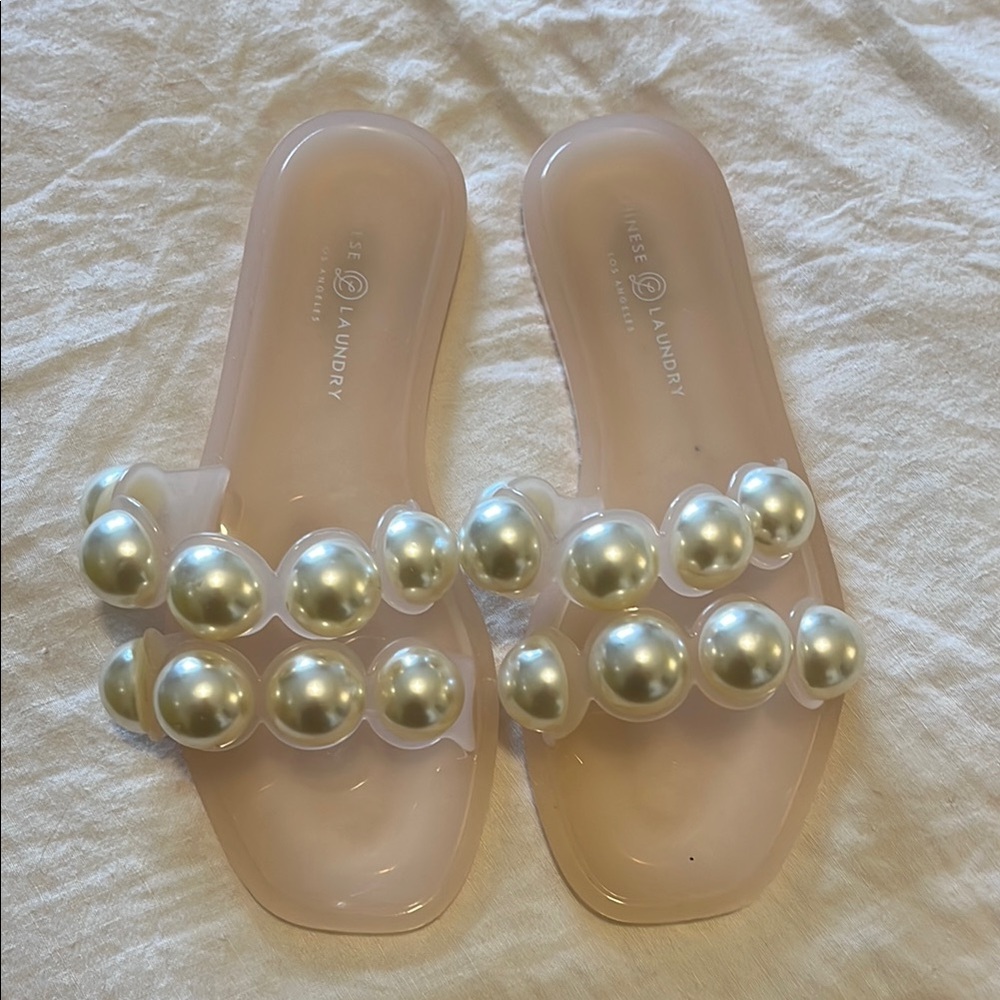 Chinese Laundry Pearl Embellished Slides